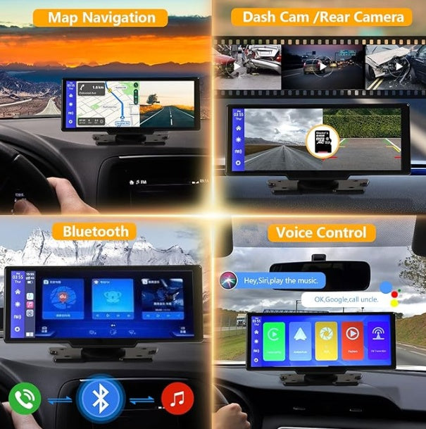 🚗 Drive Smart: 9.3'' Wireless CarPlay & Android Auto 🎥 2.5K Cam, 1080P Rear, GPS, Bluetooth, Touchscreen!