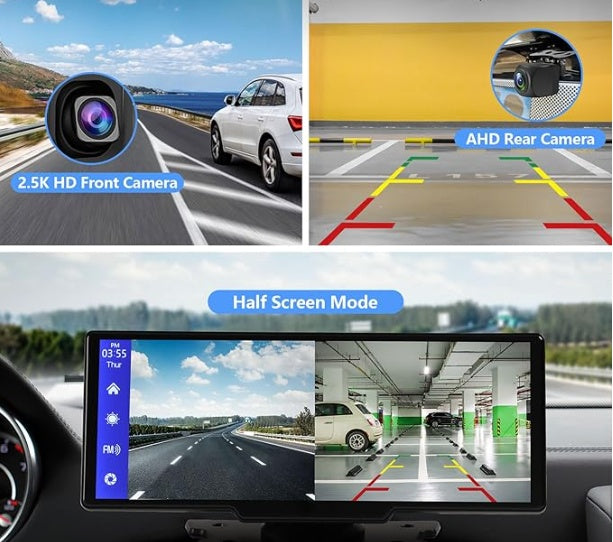 🚗 Drive Smart: 9.3'' Wireless CarPlay & Android Auto 🎥 2.5K Cam, 1080P Rear, GPS, Bluetooth, Touchscreen!