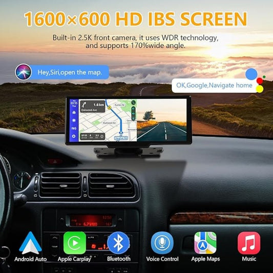 🚗 Drive Smart: 9.3'' Wireless CarPlay & Android Auto 🎥 2.5K Cam, 1080P Rear, GPS, Bluetooth, Touchscreen!