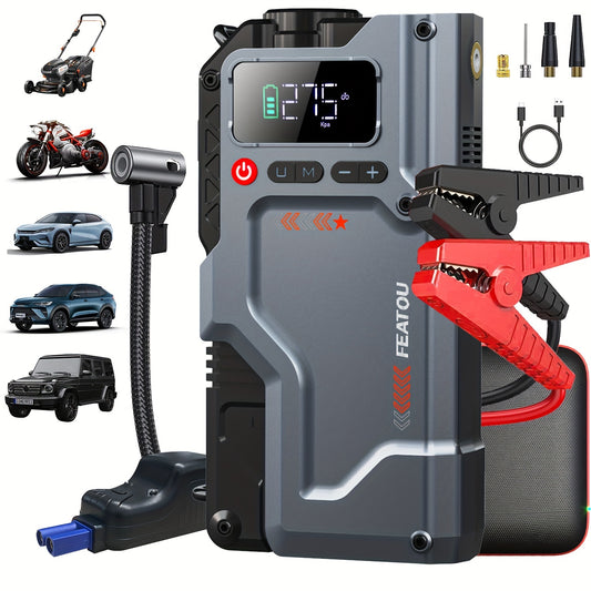 5-in-1 Jump Starter with Air Compressor – 3000A Peak, 150PSI Tire Inflator, Portable Car Battery Charger for 10L Gas & Diesel, QC18W Fast Charging, LED Emergency Light