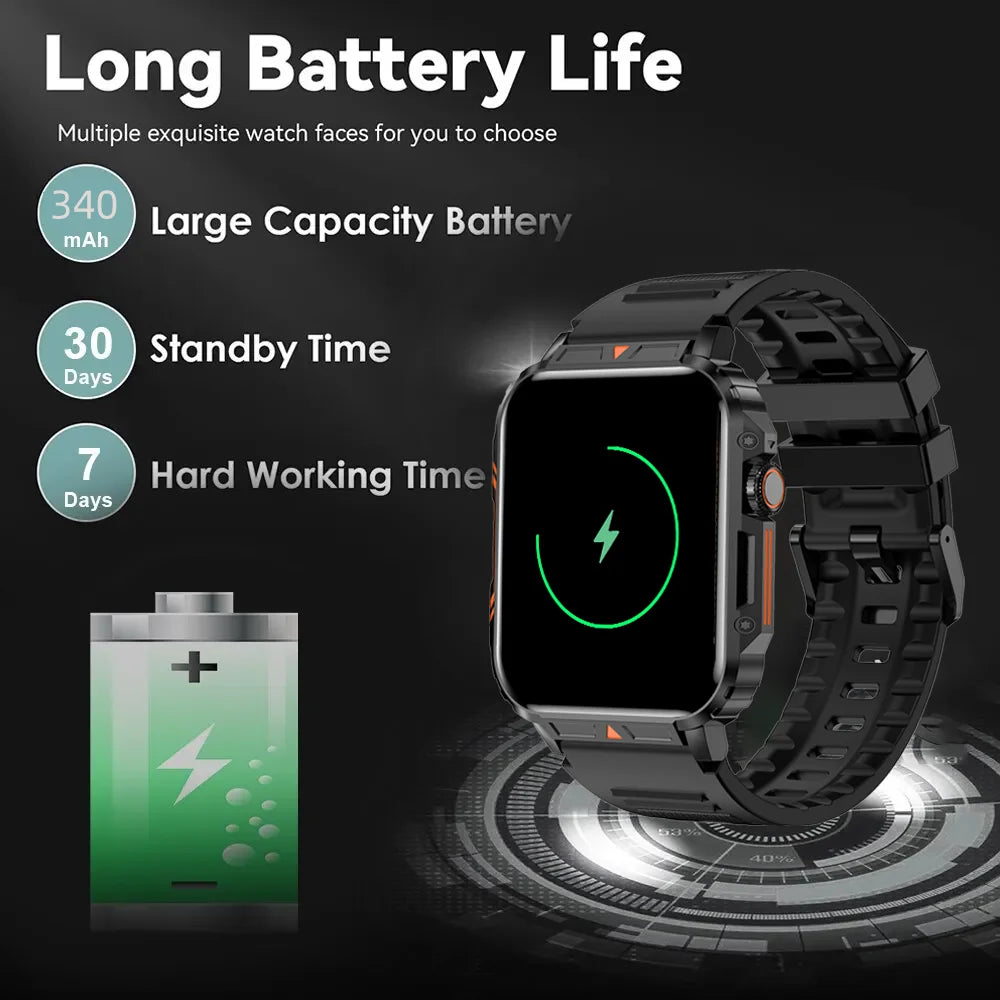 Smartwatch – Bluetooth Calls, Fitness Tracker, Waterproof, Long Battery