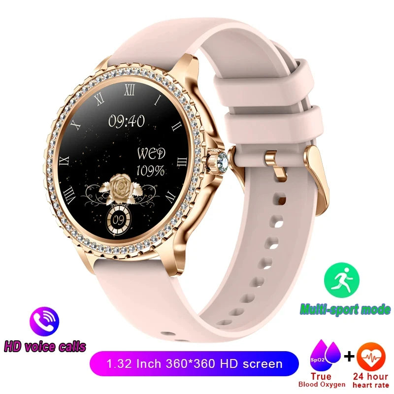 Xiaomi Mijia Women Smart Watch True Blood Oxygen 1.32Inch 360*360 HD Screen Diamond Bracelet Bluetooth Call Smartwatch Ladies