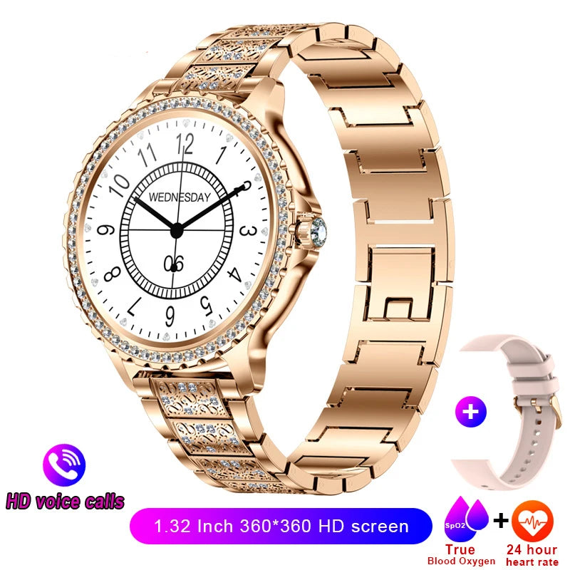 Xiaomi Mijia Women Smart Watch True Blood Oxygen 1.32Inch 360*360 HD Screen Diamond Bracelet Bluetooth Call Smartwatch Ladies