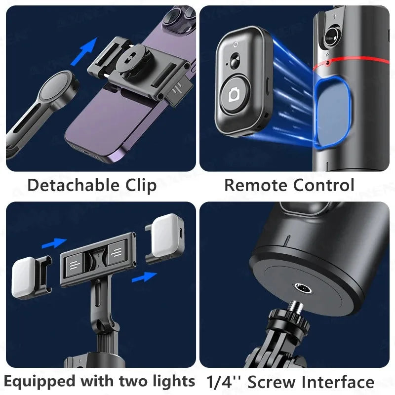 Wireless Gimbal Stabilizer – 360° Selfie Stick with Face Tracking & Bluetooth