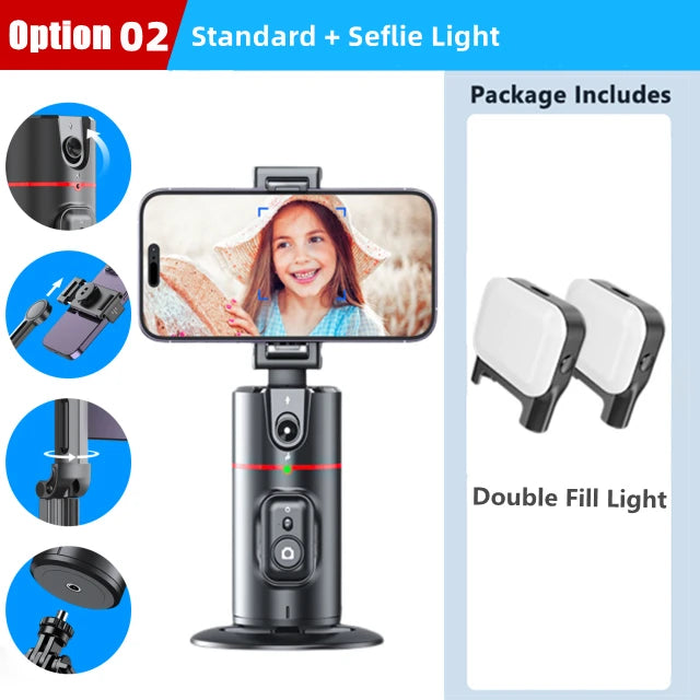 Wireless Gimbal Stabilizer – 360° Selfie Stick with Face Tracking & Bluetooth