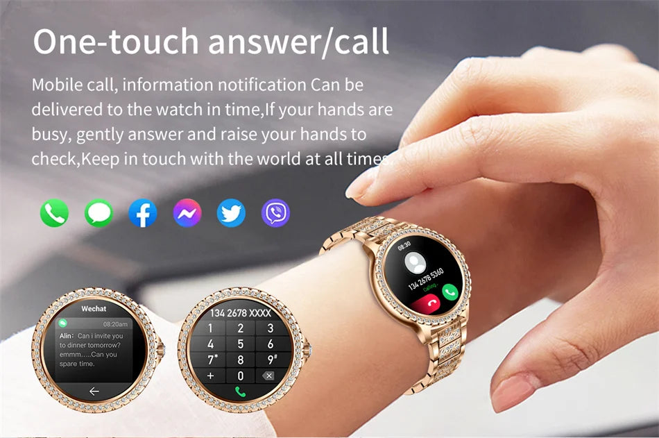 Xiaomi Mijia Women Smart Watch True Blood Oxygen 1.32Inch 360*360 HD Screen Diamond Bracelet Bluetooth Call Smartwatch Ladies