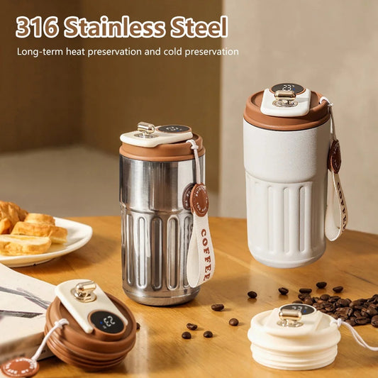 🌡️ Smart Digital Thermal Bottle – 450ml Stainless Steel Mug ☕ Temp Display, Hot & Cold for 12H ❄️🔥